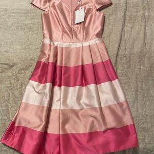 Gal Meets Glam Holiday Pink Striped Dress NWT